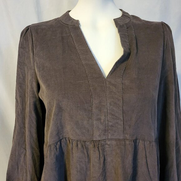 Velvet Heart Brown Corduroy Midi Dress, Size Small, V-Neck, Long Sleeve, NWOT - Picture 2 of 8